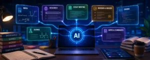AI-powered learning hub connecting homework, research, writing, coding, and study tools