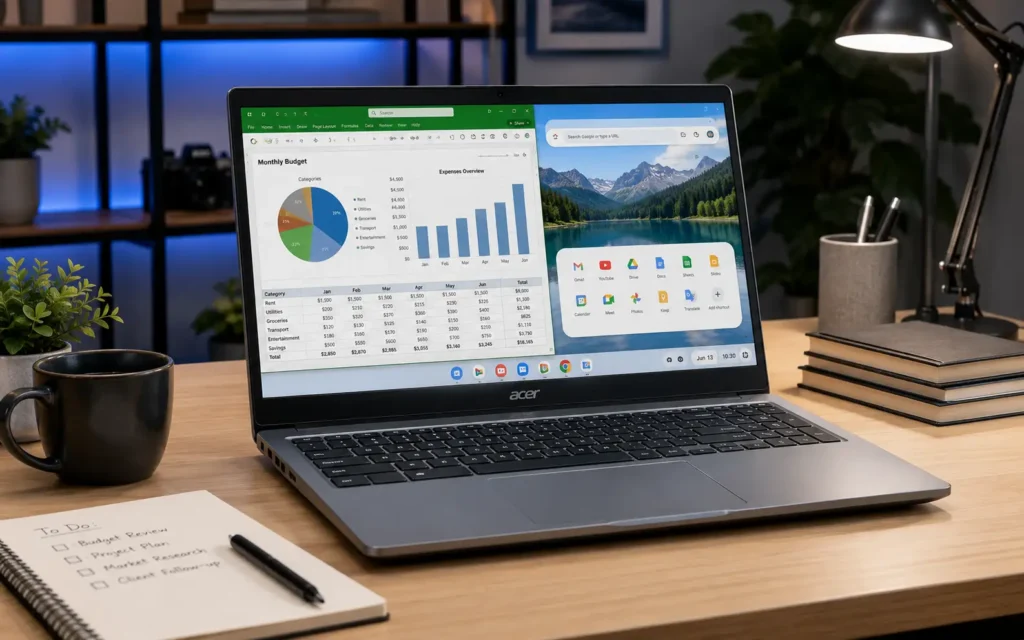 Acer Aspire Go 15 on a modern productivity workspace desk