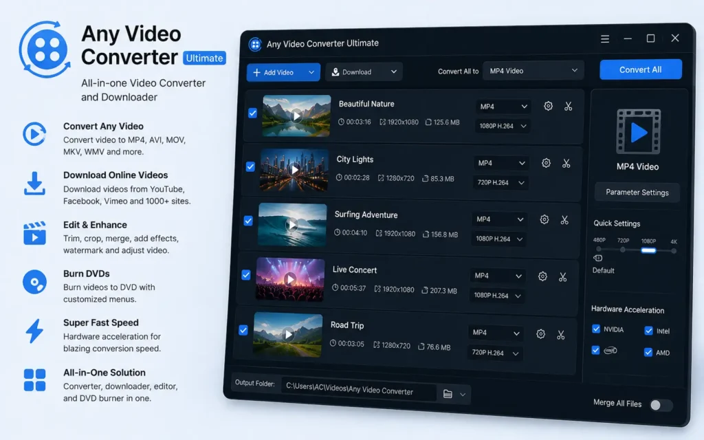 Any Video Converter software interface