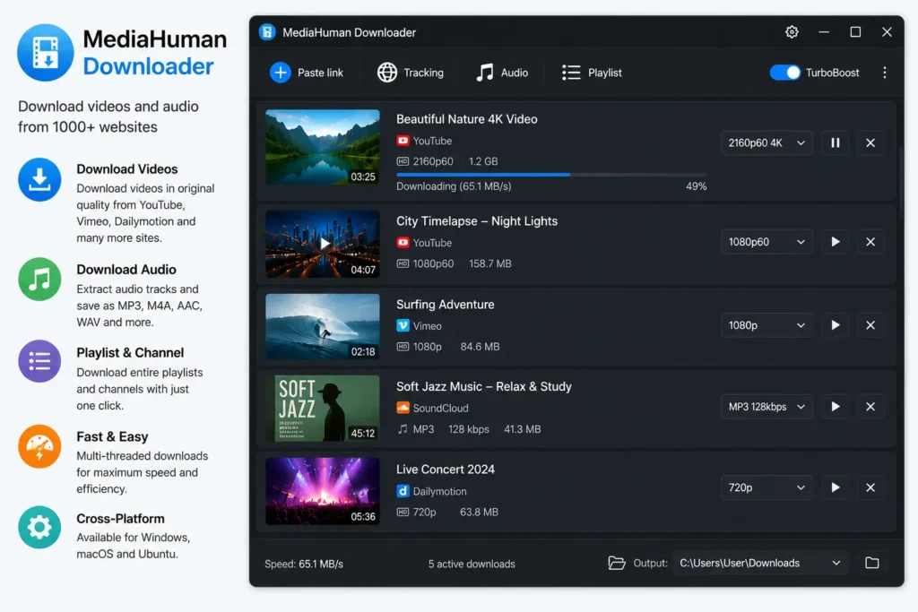 MediaHuman Downloader playlist manager