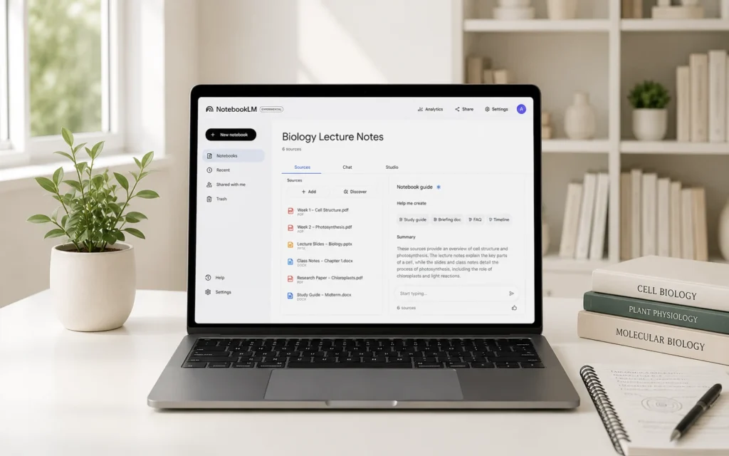 Modern workspace with NotebookLM interface