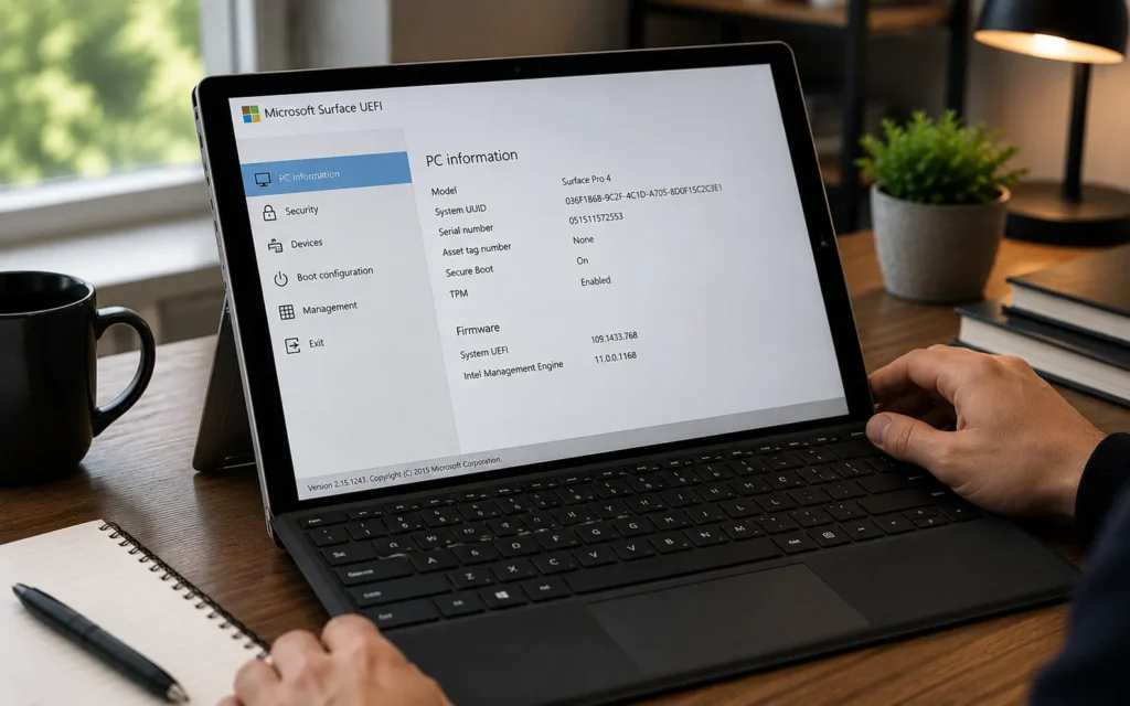 Surface Pro 4 UEFI diagnostic screen