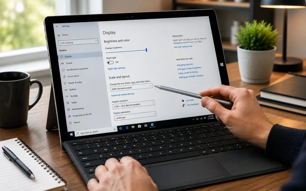 Surface Pro 4 display scaling settings