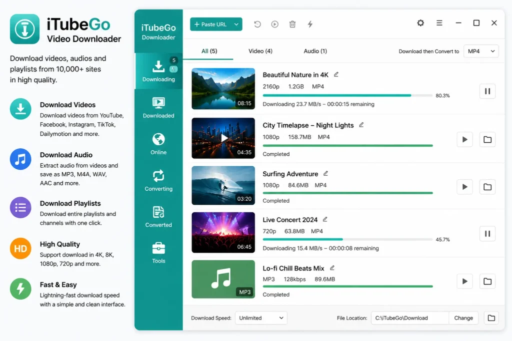 iTubeGo video downloader software