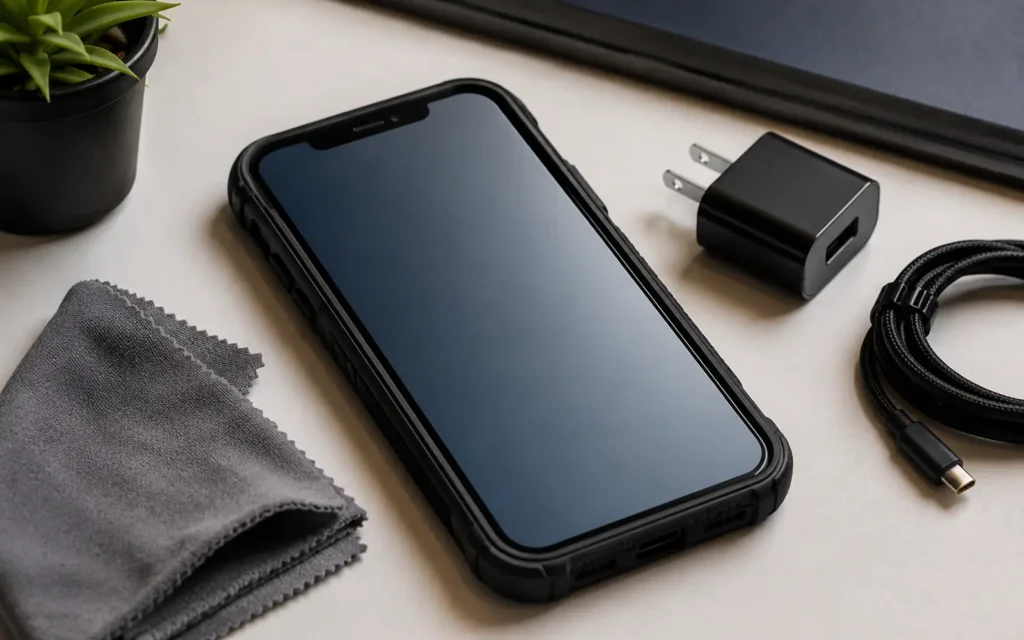 Protected smartphone with a clean display